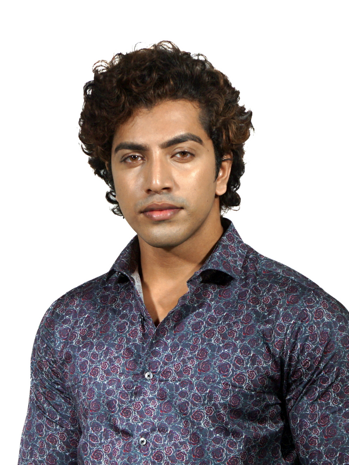 Giza Dry Rose Printed Long Sleeve Shirt  for Men