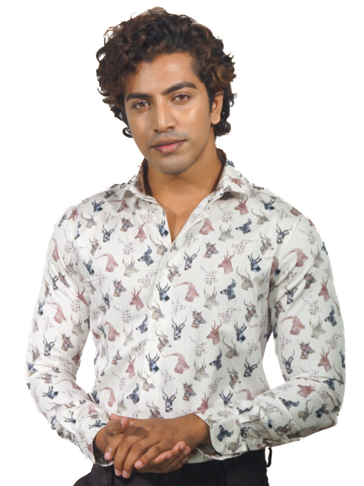 Giza Deer Printed Long Sleeve Shirt for Men