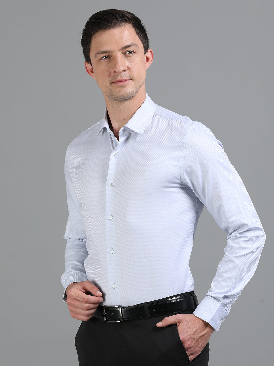 Lagoon Blue giza jacquard shirt