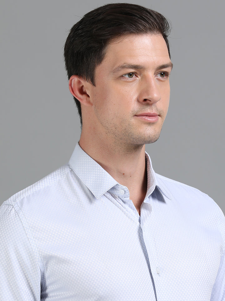 Lagoon Blue giza jacquard shirt