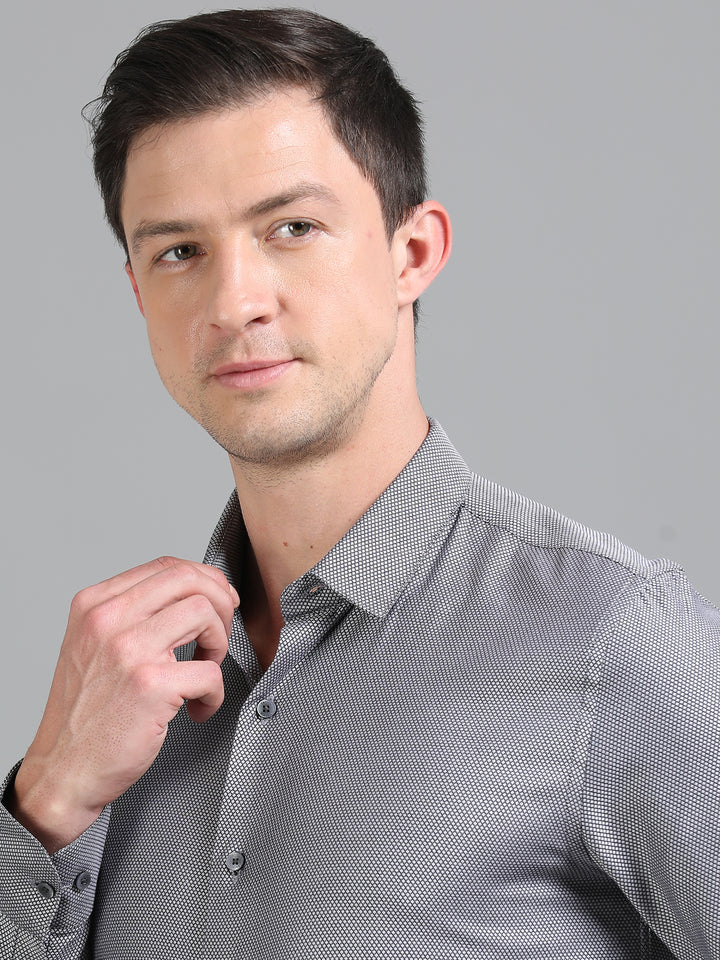 Boss black/grey jacquard shirt