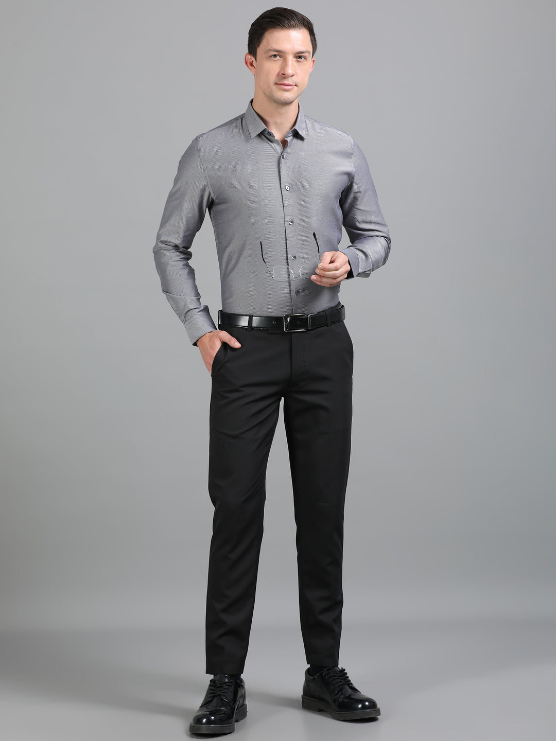 Boss black/grey jacquard shirt