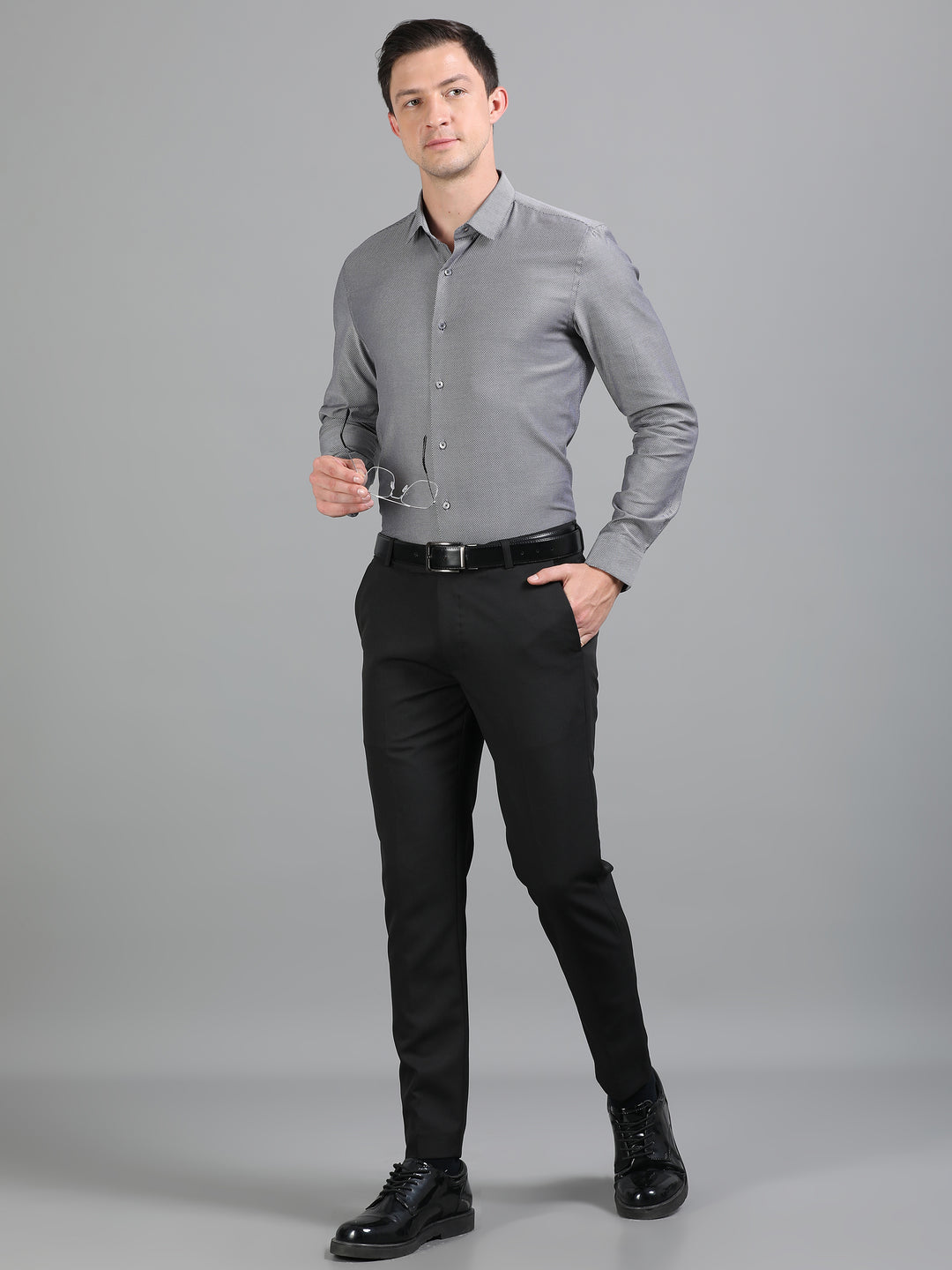 Boss black/grey jacquard shirt