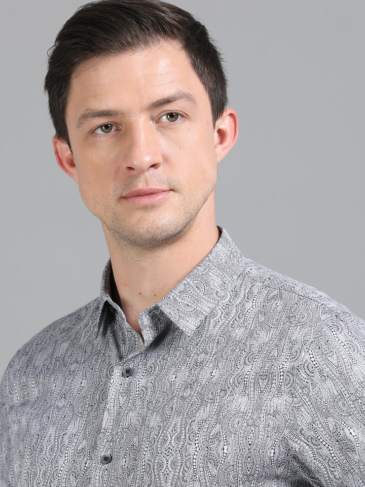 Brain Black giza jacquard shirt