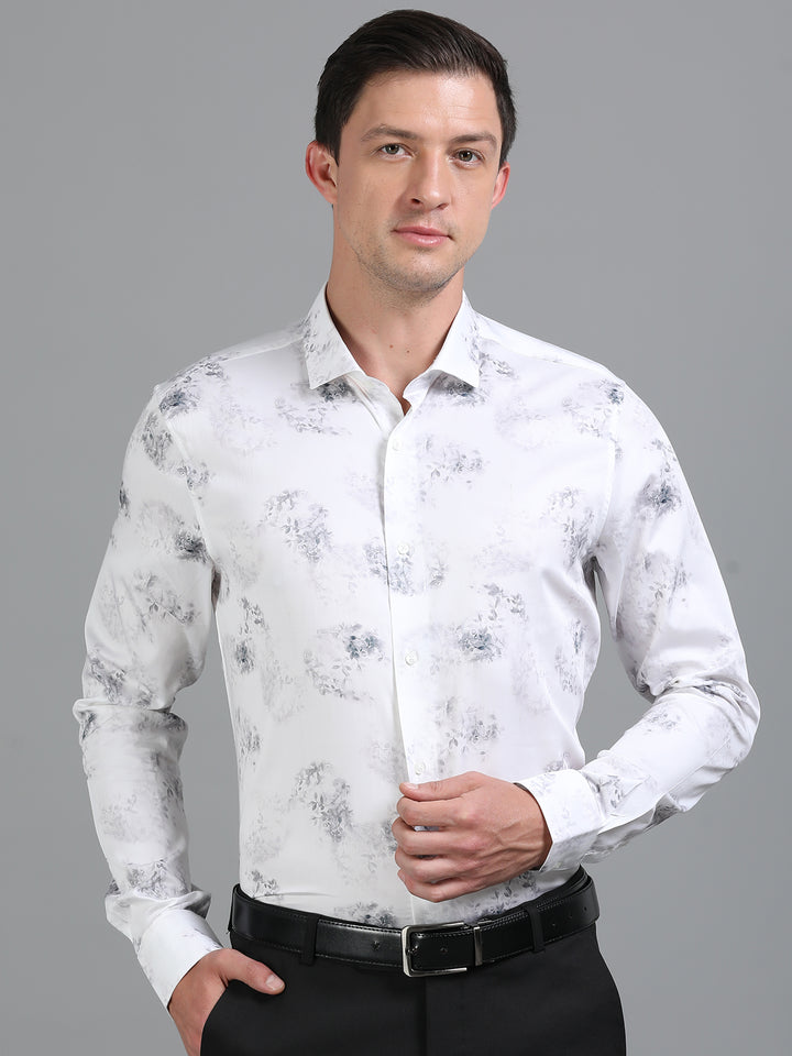 Coral Ecru giza printed shirt