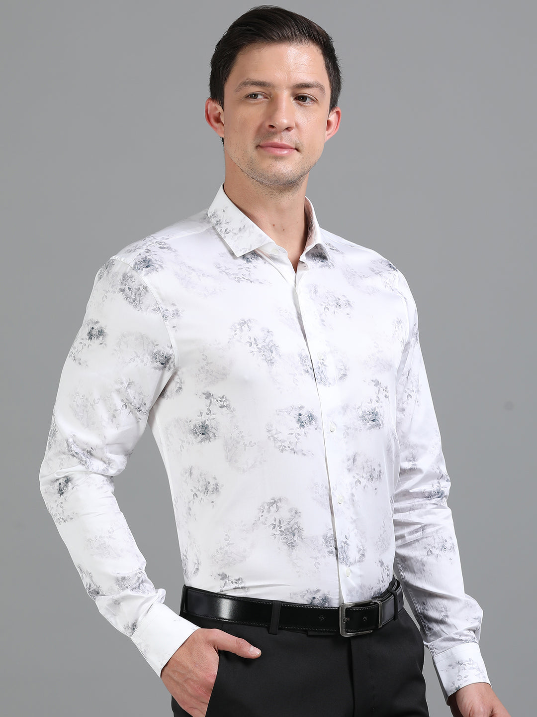 Coral Ecru giza printed shirt