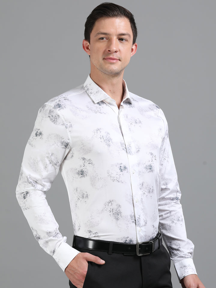 Coral Ecru giza printed shirt