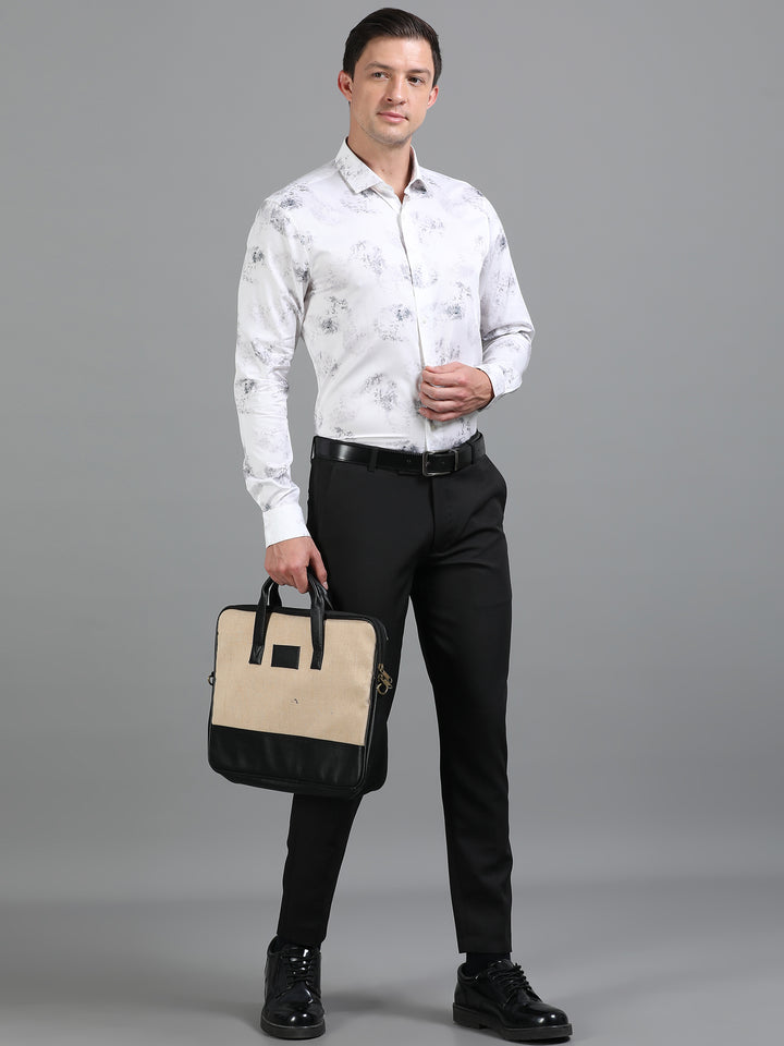 Coral Ecru giza printed shirt