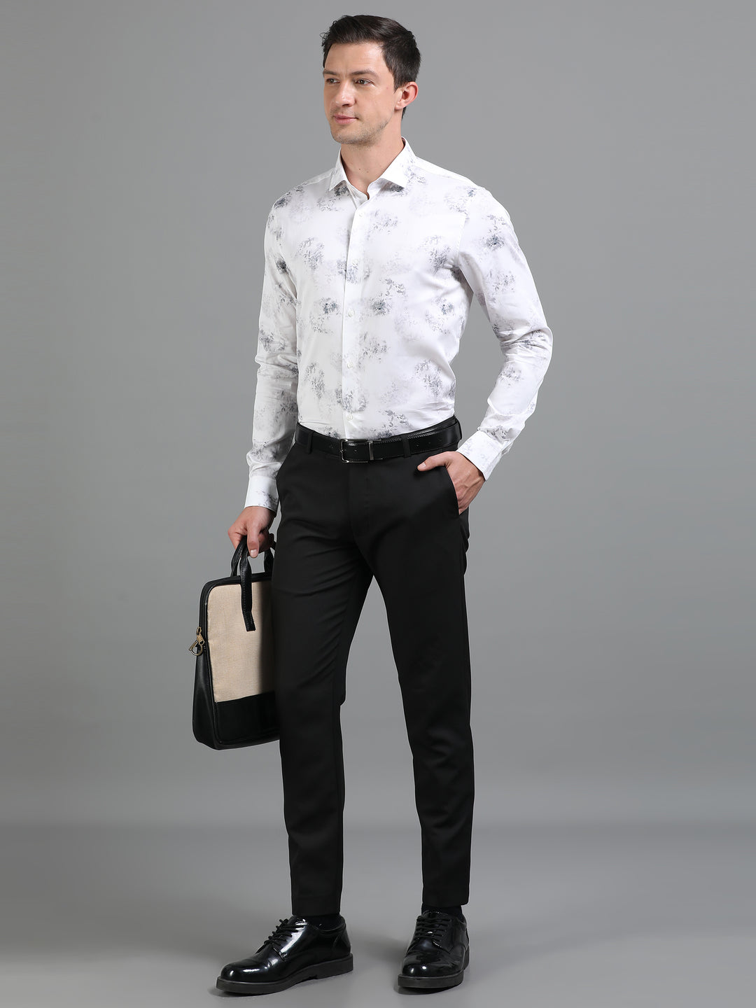 Coral Ecru giza printed shirt