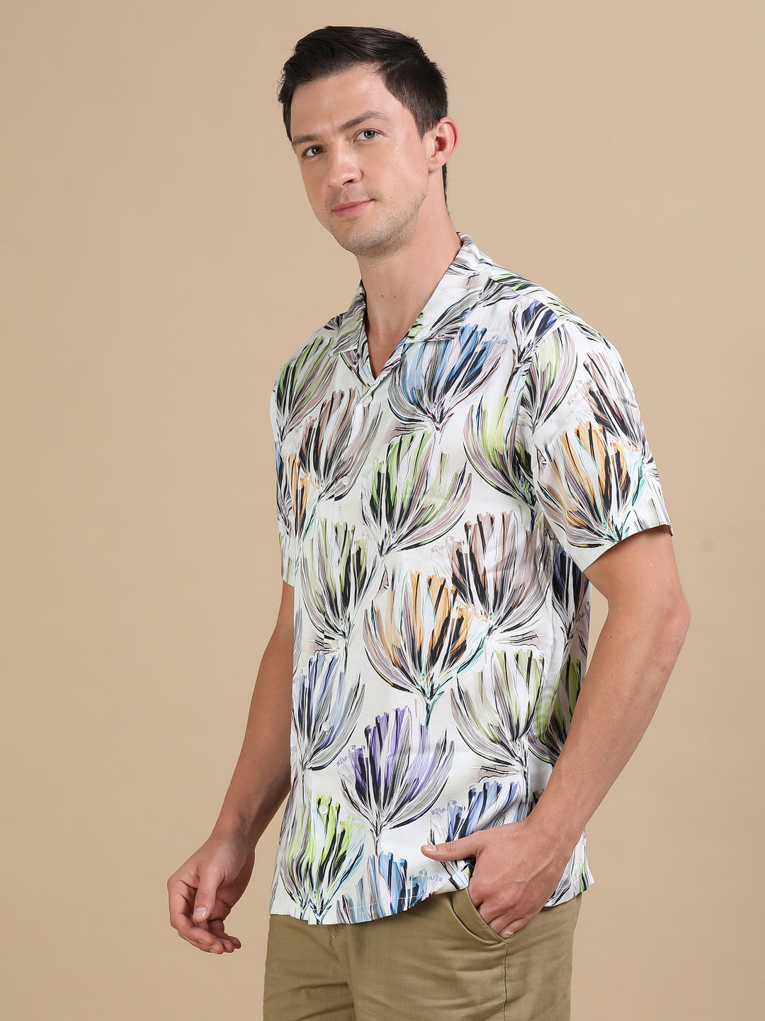 Antler White tencel printed shirt