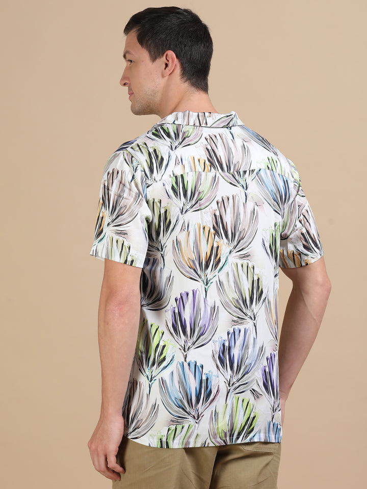 Antler White tencel printed shirt