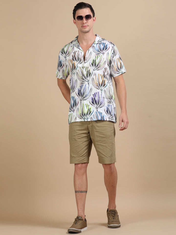 Antler White tencel printed shirt