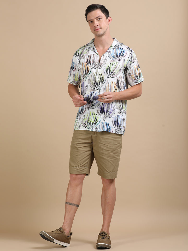 Antler White tencel printed shirt