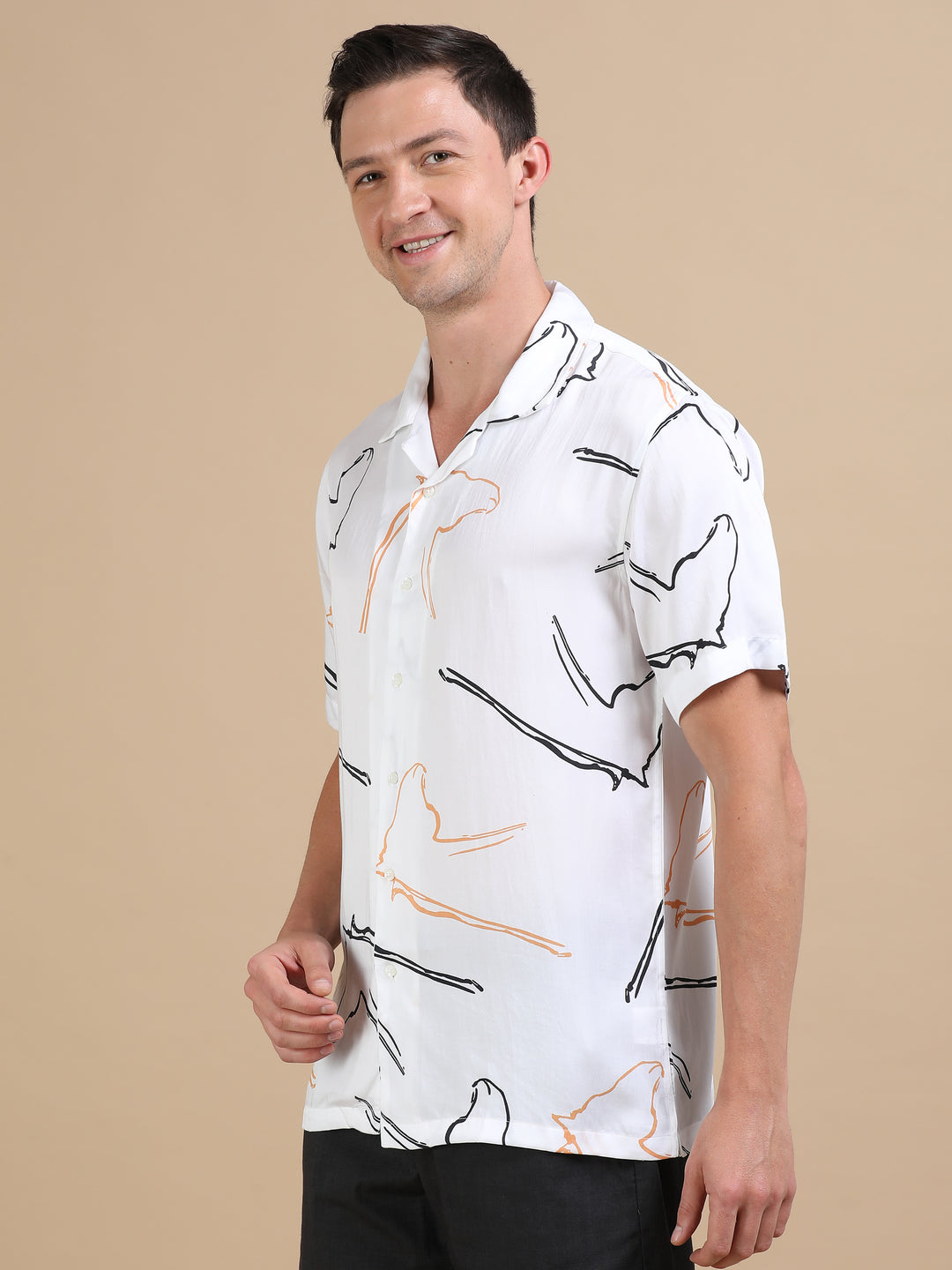 Seahorse White tencel printed shirt