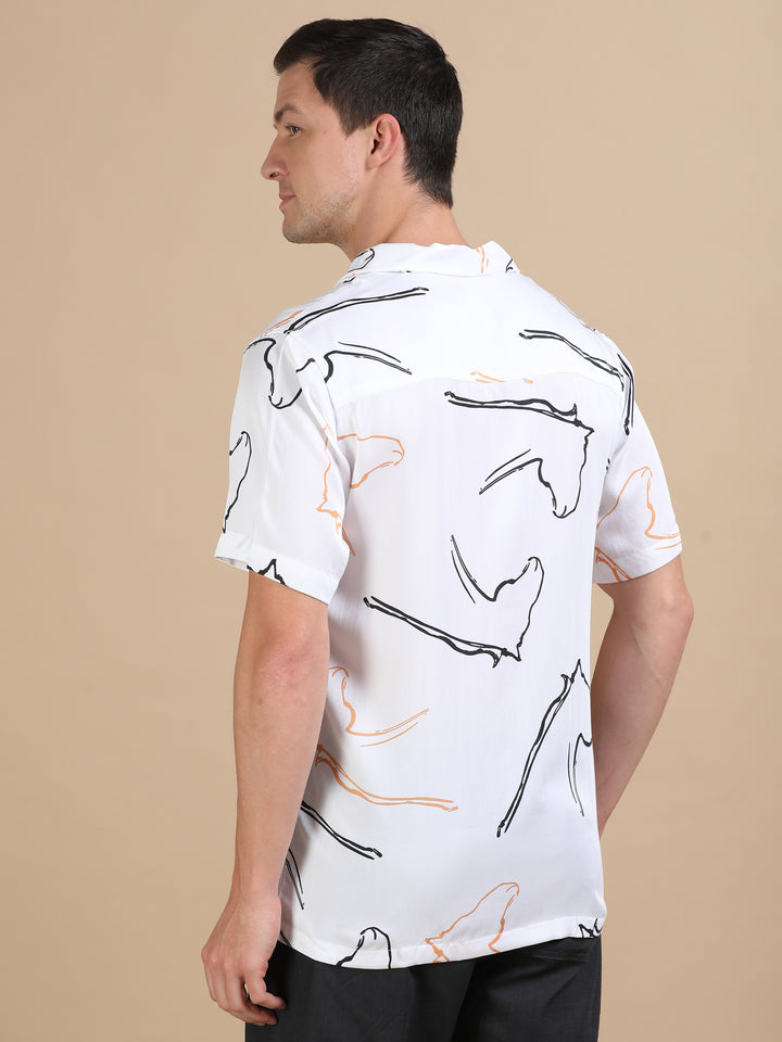 Seahorse White tencel printed shirt