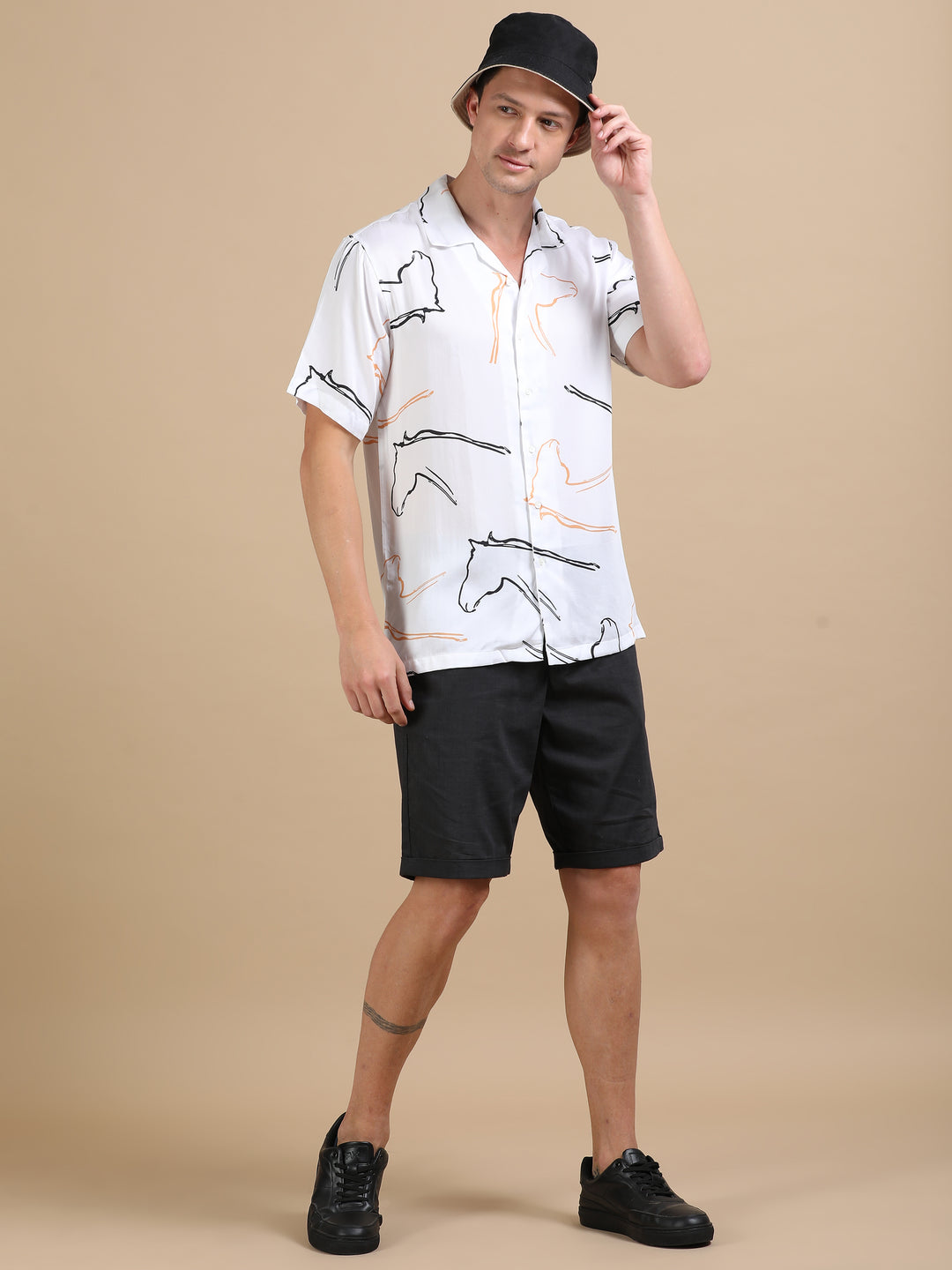 Seahorse White tencel printed shirt