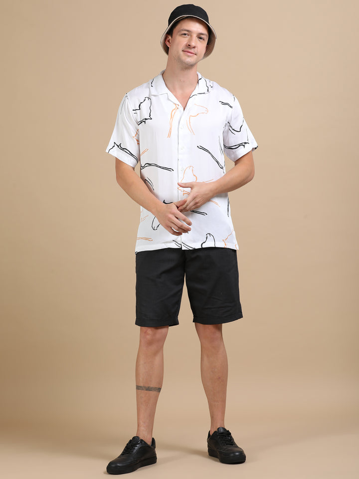 Seahorse White tencel printed shirt
