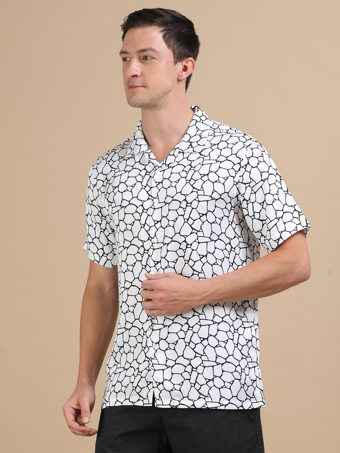 Carnation White tencel printed shirt