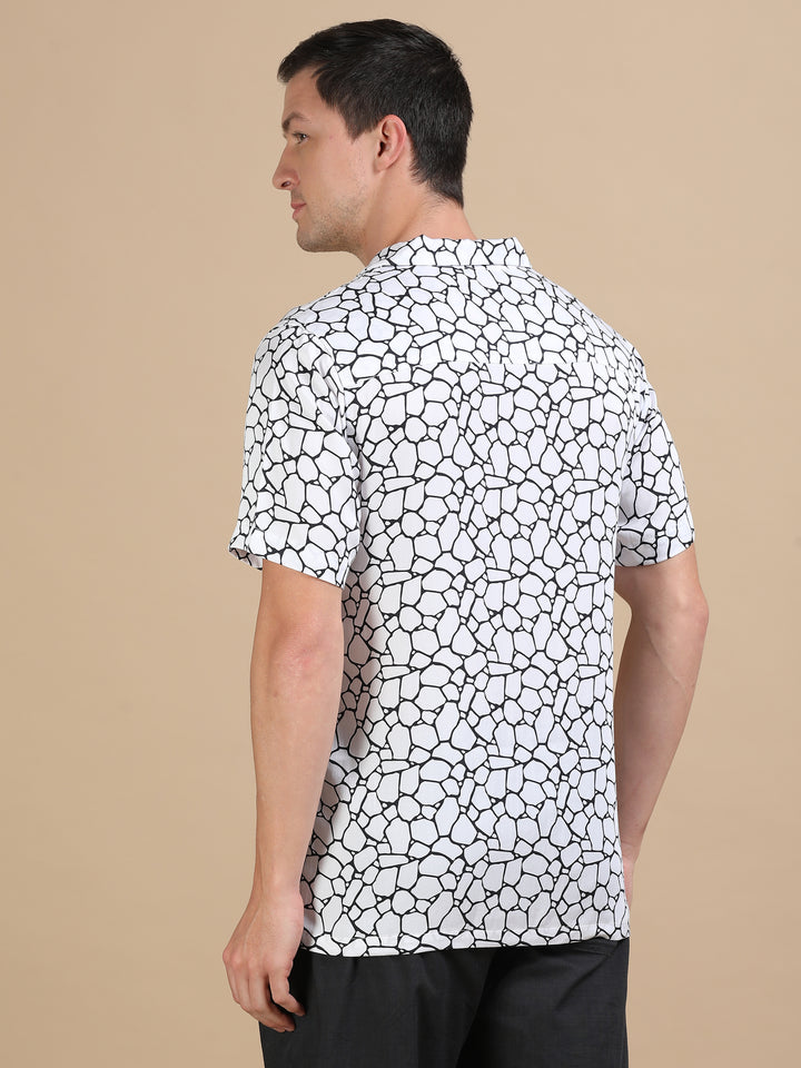 Carnation White tencel printed shirt