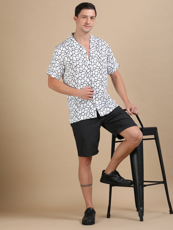 Carnation White tencel printed shirt