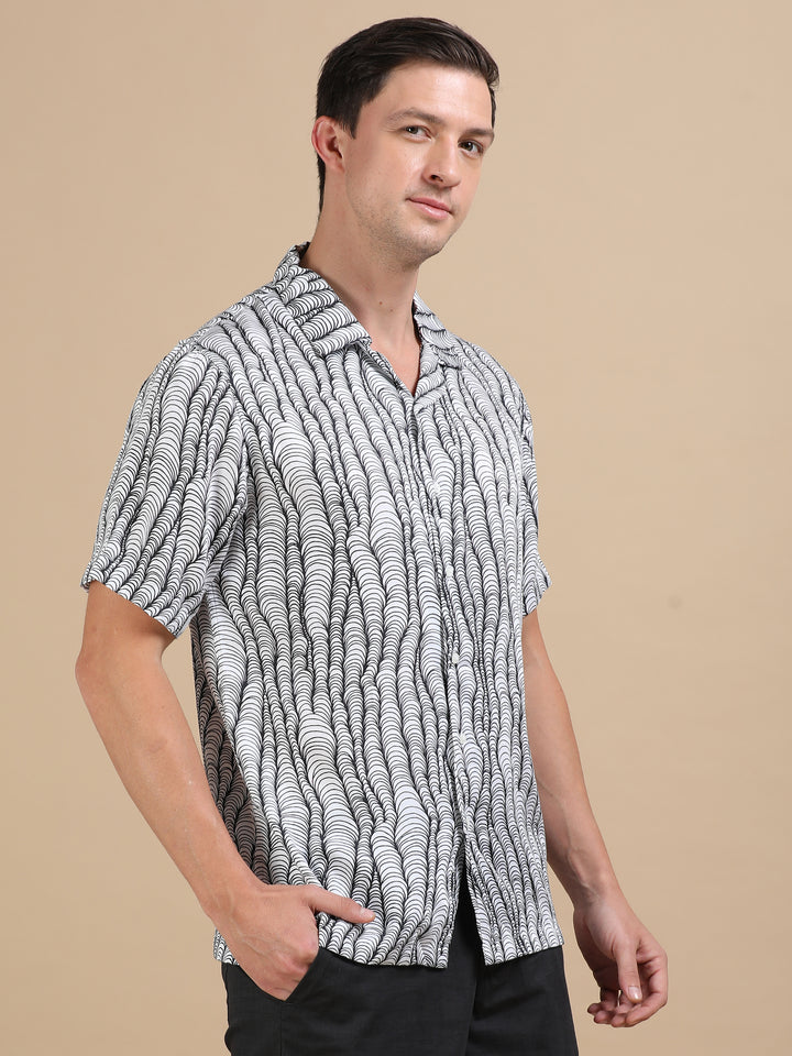 Seafan White tencel printed shirt