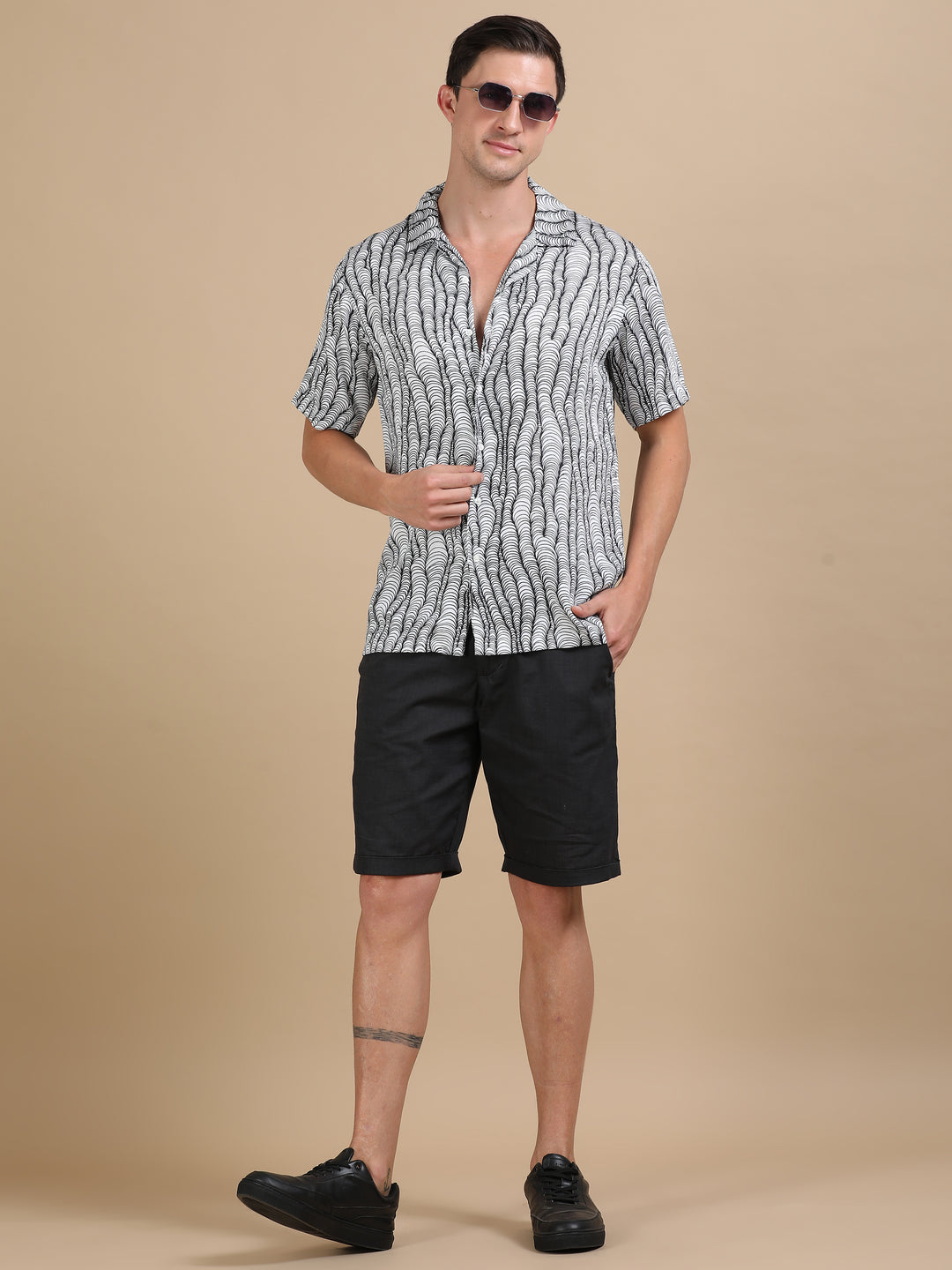 Seafan White tencel printed shirt