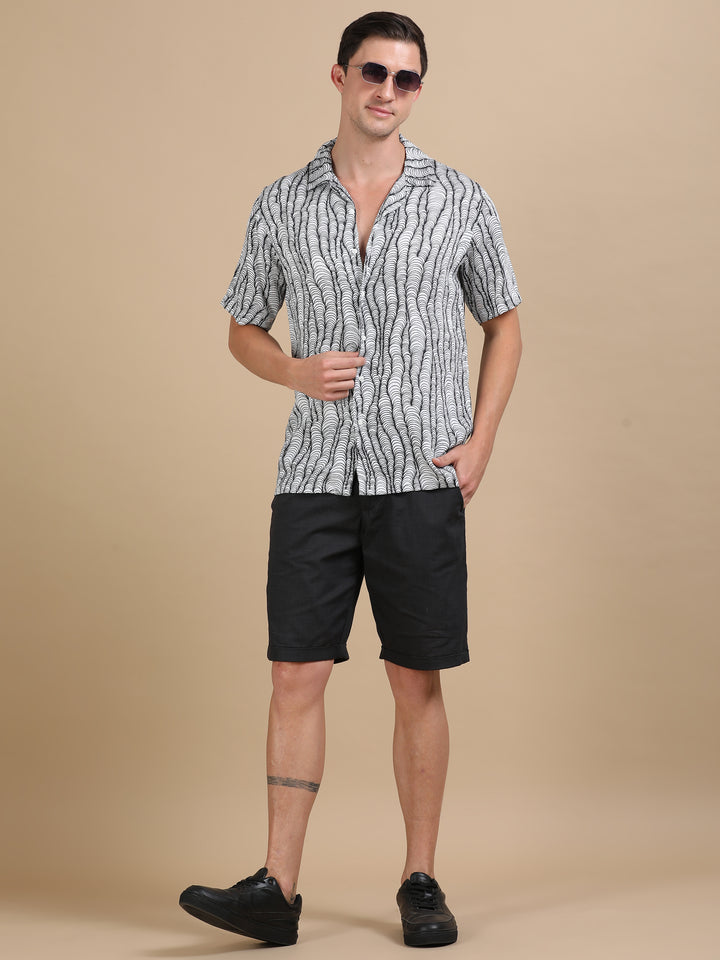 Seafan White tencel printed shirt