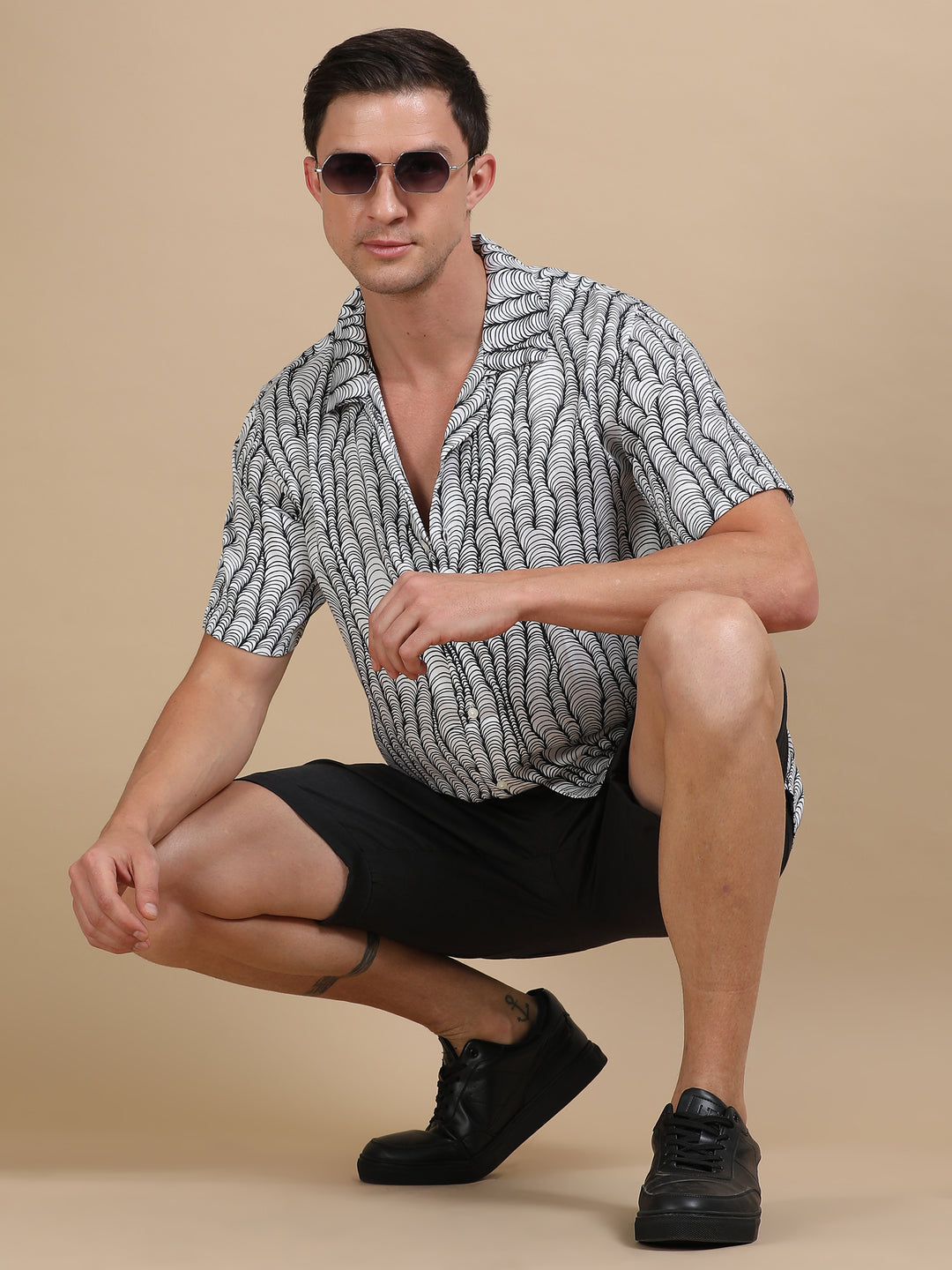 Seafan White tencel printed shirt