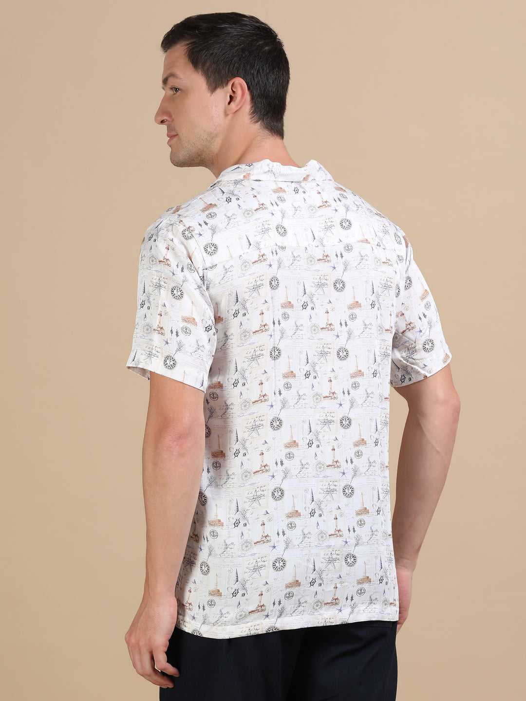 Mermaid Ecru tencel printed shirt