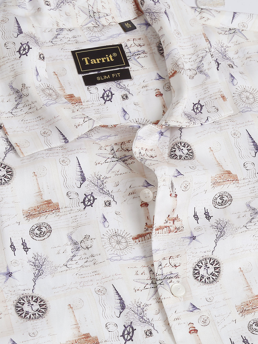 Mermaid Ecru tencel printed shirt