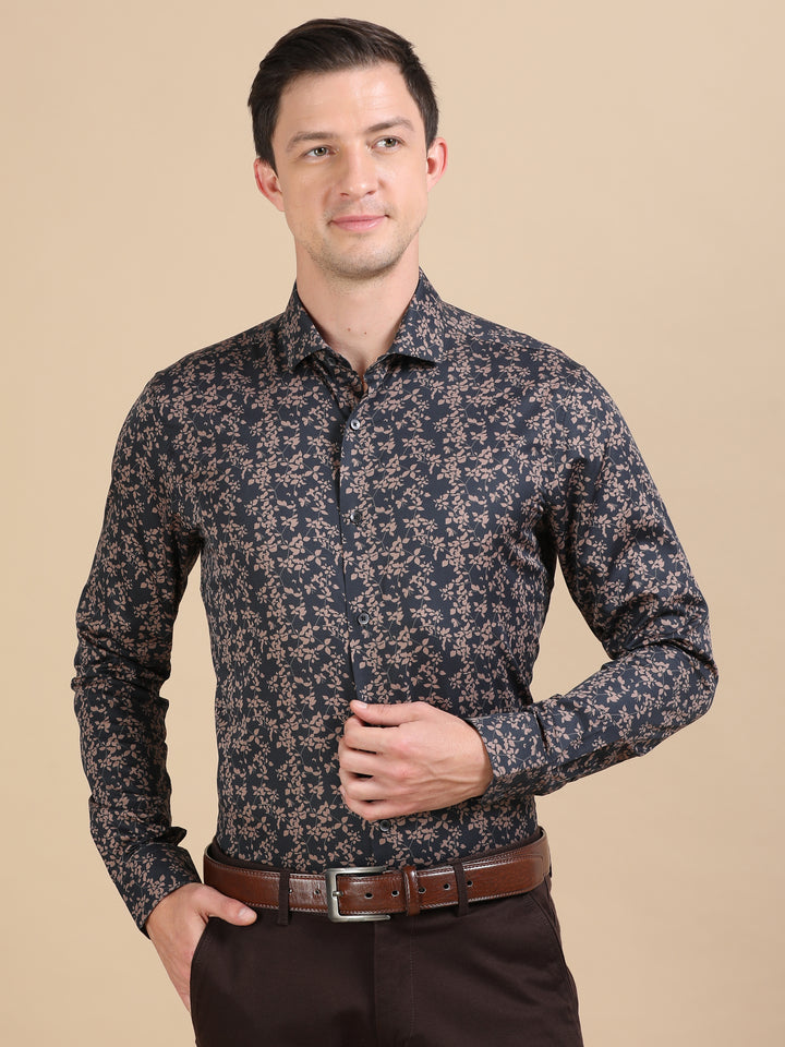 Jin Black giza printed shirt