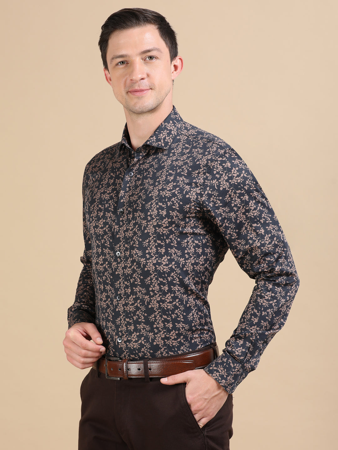Jin Black giza printed shirt