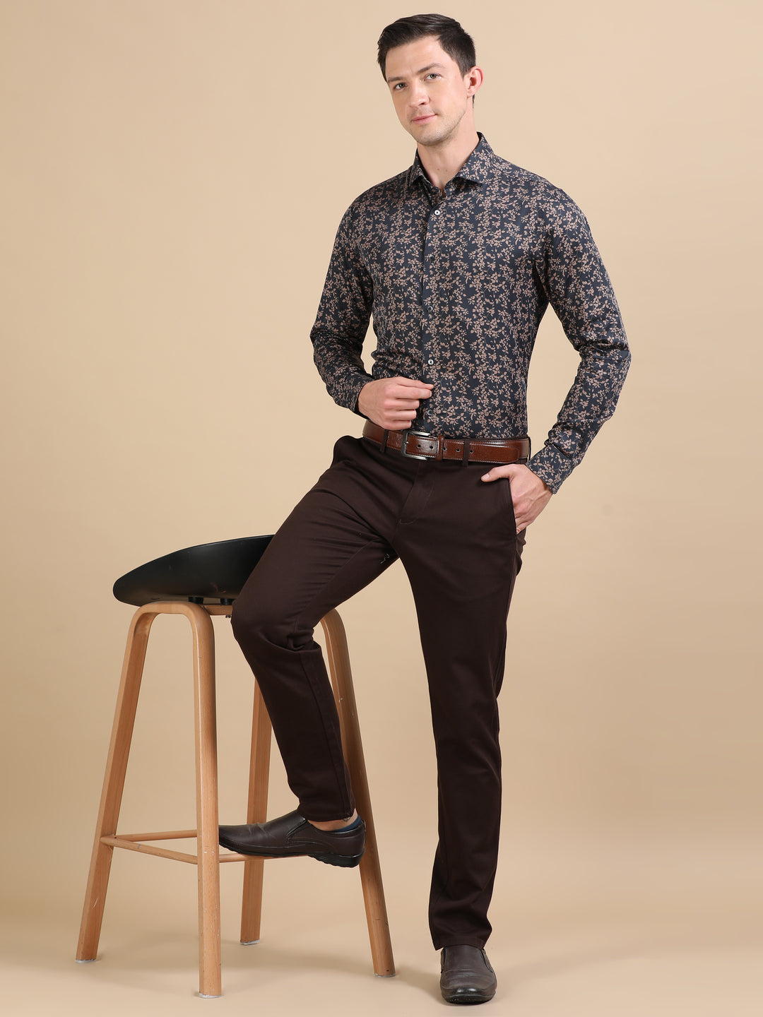 Jin Black giza printed shirt