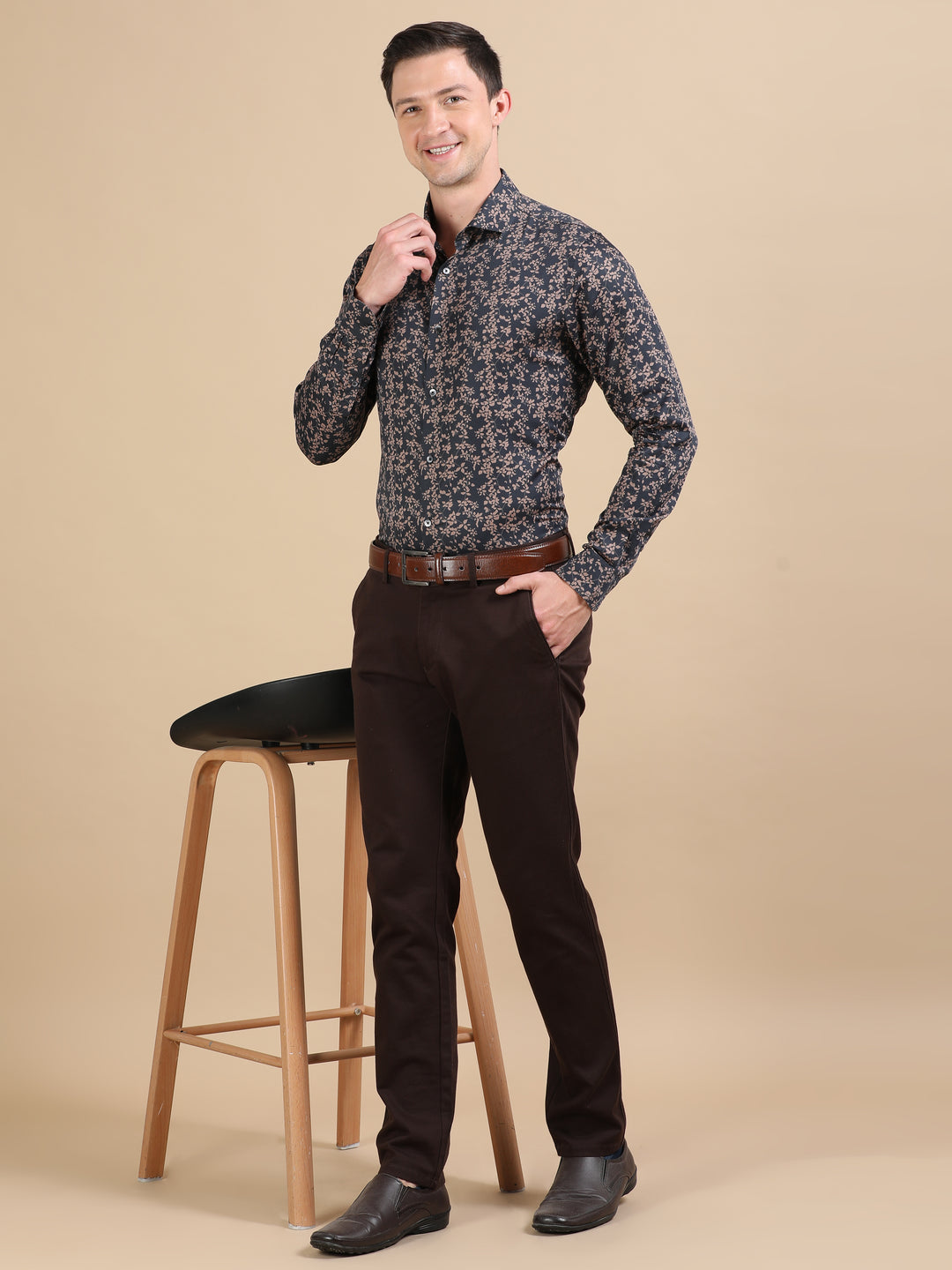 Jin Black giza printed shirt