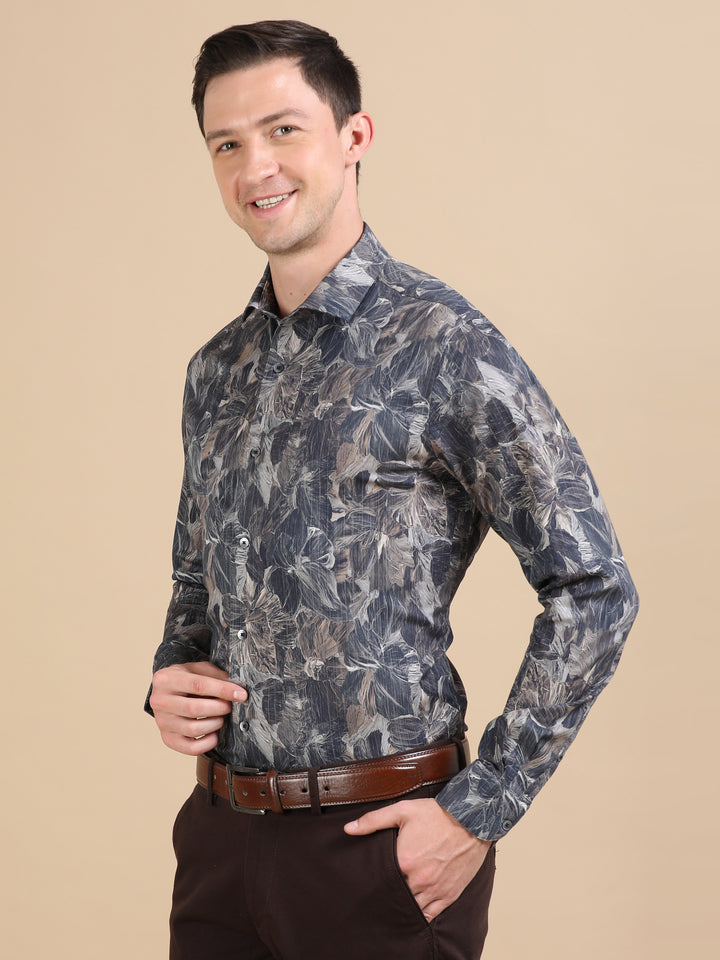 Auriel Navy giza printed shirt