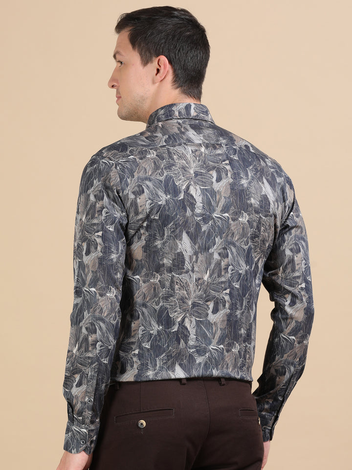 Auriel Navy giza printed shirt