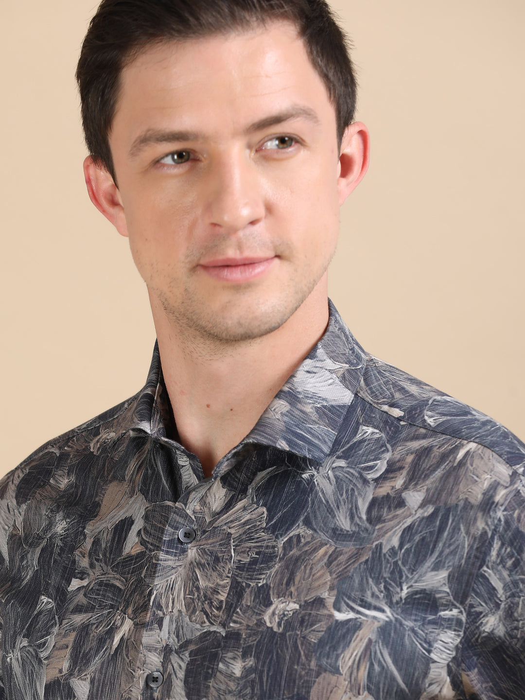 Auriel Navy giza printed shirt