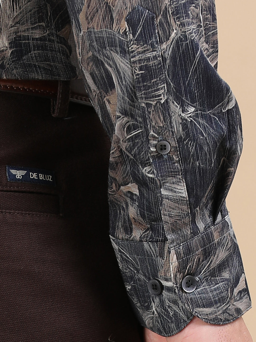 Auriel Navy giza printed shirt