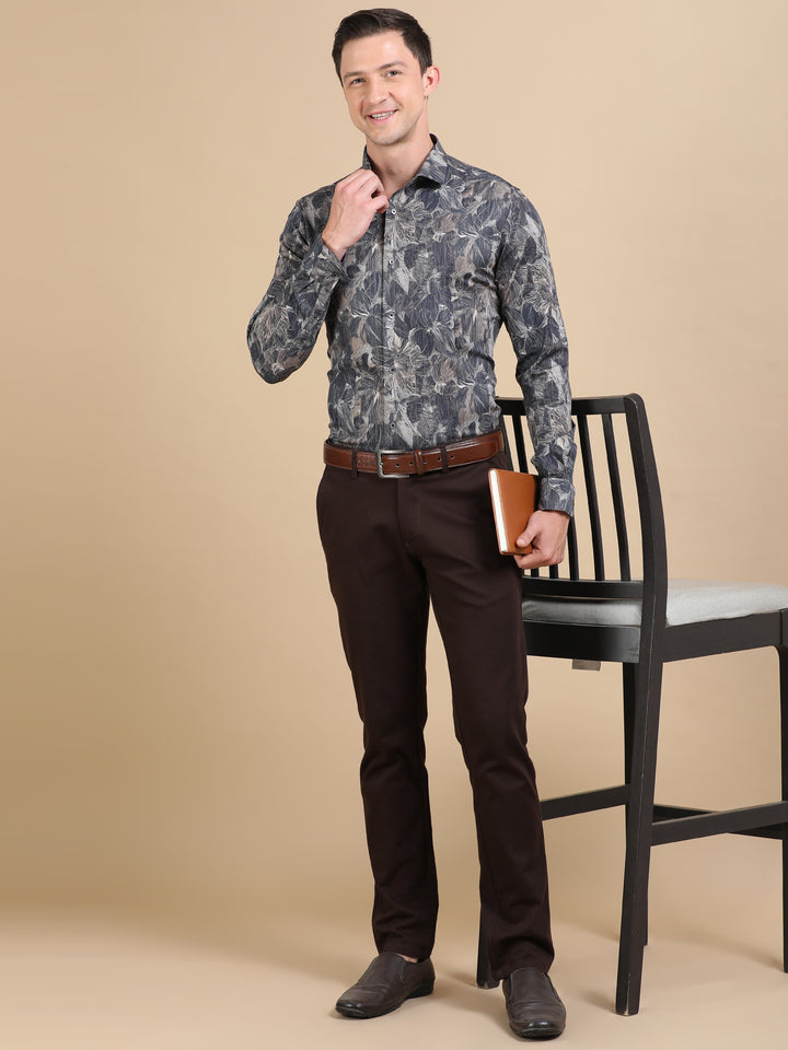 Auriel Navy giza printed shirt