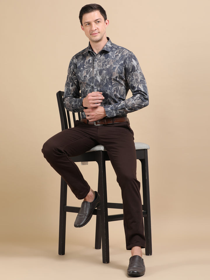 Auriel Navy giza printed shirt