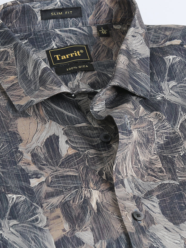 Auriel Navy giza printed shirt