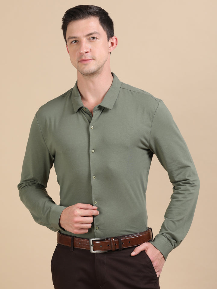 Auron Olive supima knitted shirt