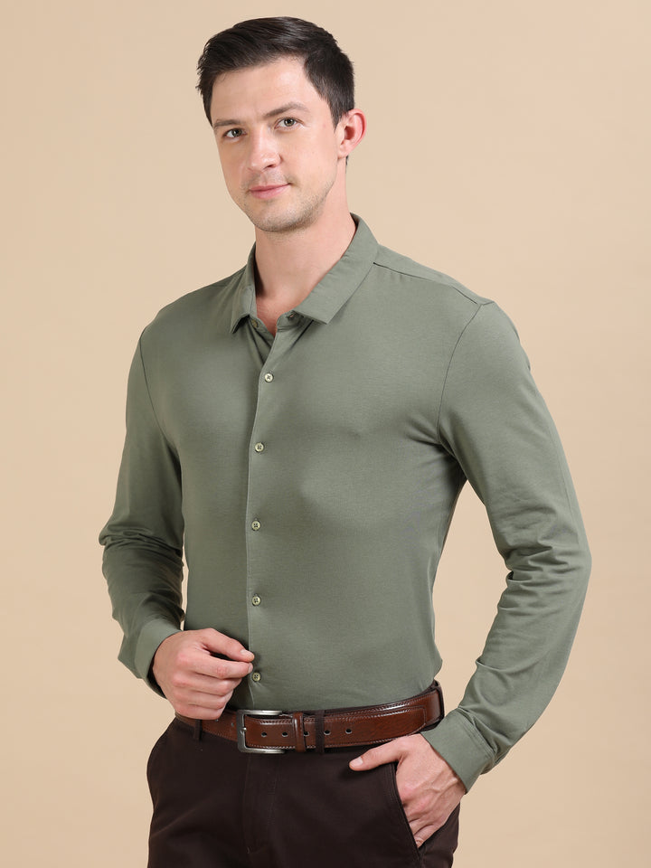 Auron Olive supima knitted shirt