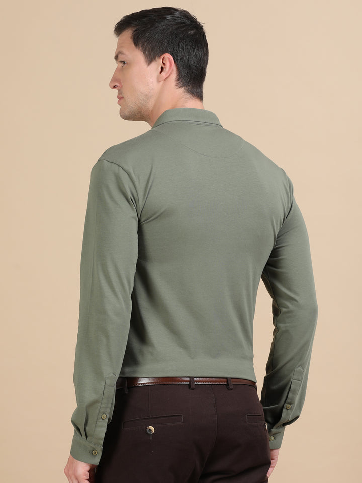 Auron Olive supima knitted shirt