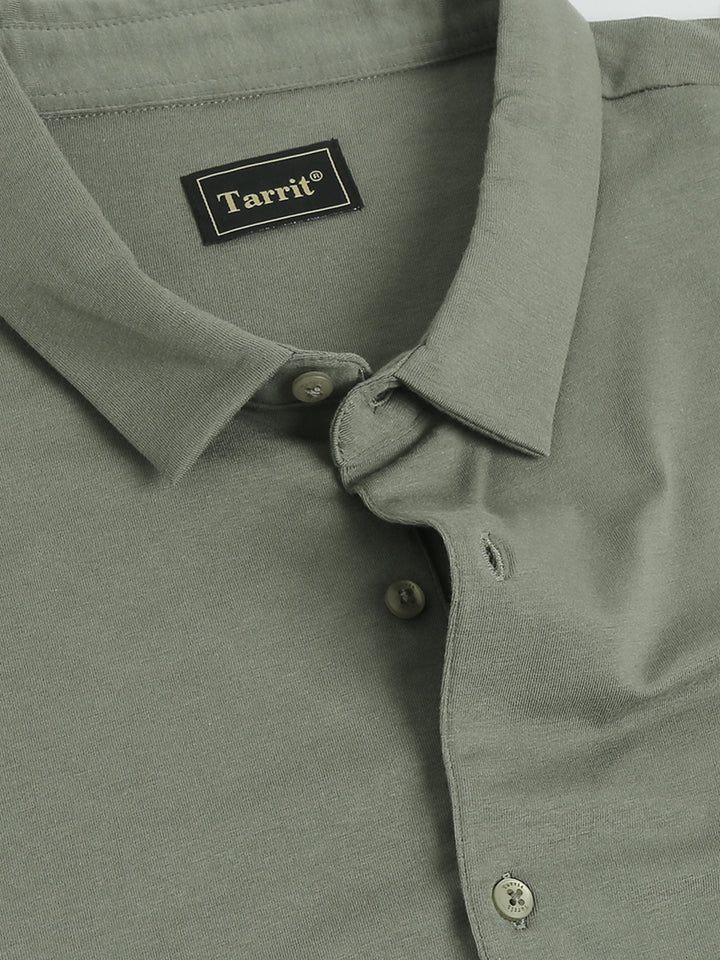 Auron Olive supima knitted shirt