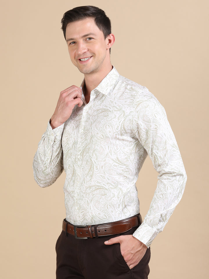 Nubia Ecru giza printed shirt