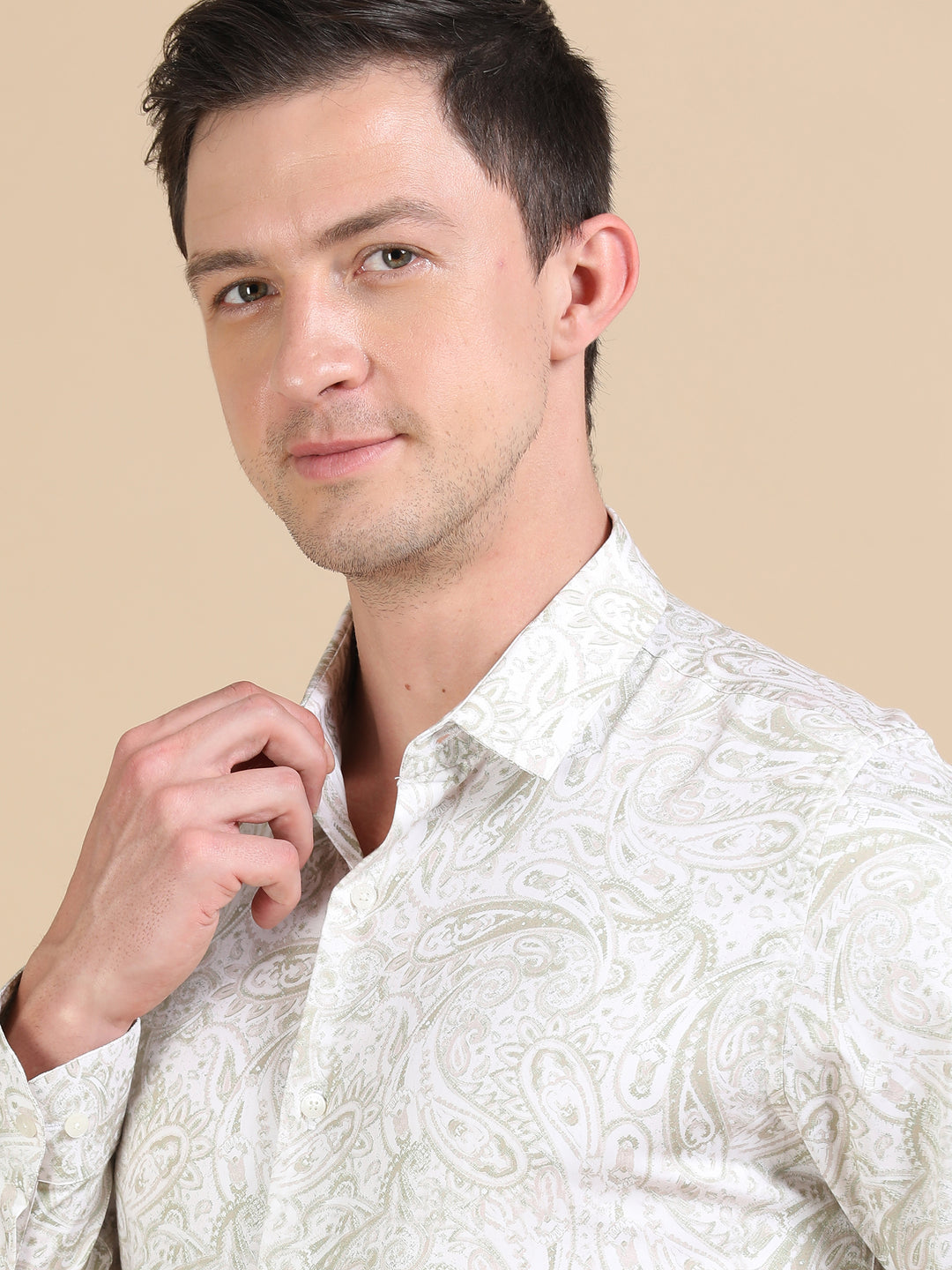 Nubia Ecru giza printed shirt
