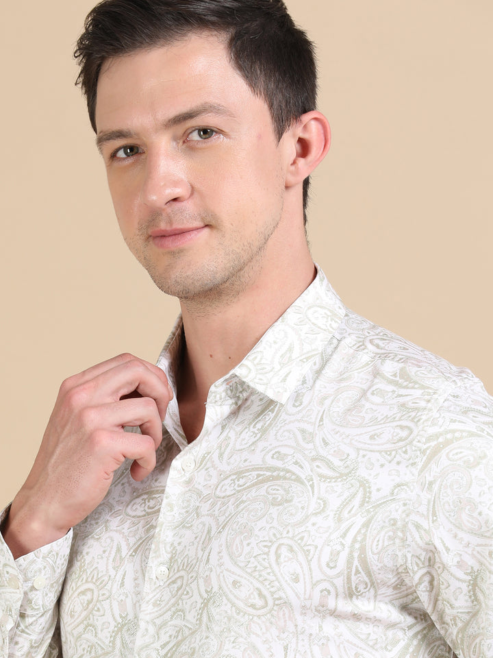 Nubia Ecru giza printed shirt