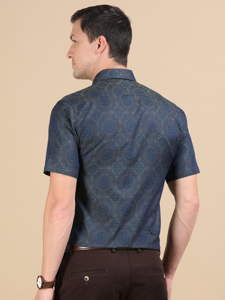 Sona Navy giza jacquard shirt