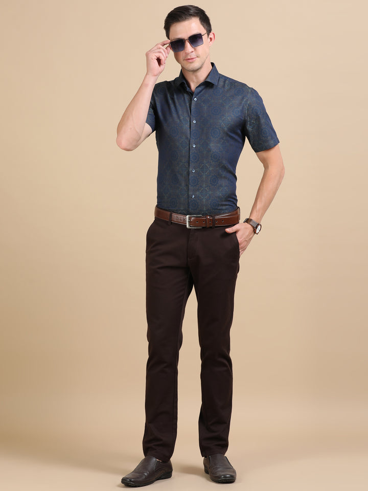 Sona Navy giza jacquard shirt